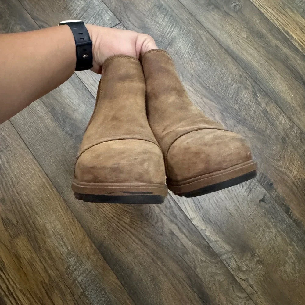 Sorel Evie Chelsea Boots Tan Leather Suede Wedge Ankle Booties Size 6.5 Gorpcore
